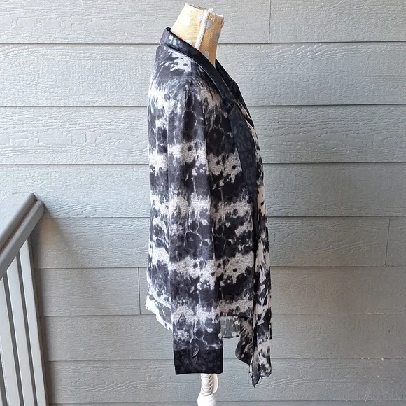 Vintage Y2K Alberto Makali Mixed Print Asymmetrical Hem Collared Cardi Blouse - Picture 6 of 7